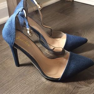 Denim and Clear pointed toe heel! Never worn!